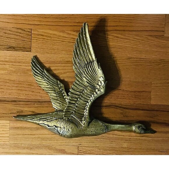 VINTAGE CANADIAN GEESE SYROCO BROWN WALL ART MCM COTTAGE CORE CABIN 7056 - Picture 1 of 5